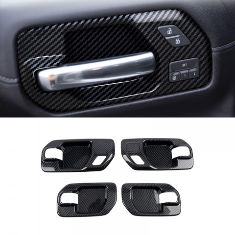 Free Shipping Carbon Fiber Inner Door Handle Bowl Cover Trim For